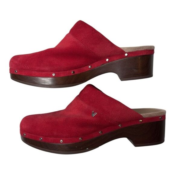 Vionic Kacie Red Suede Women's Clogs. Size 9. - Picture 2 of 9